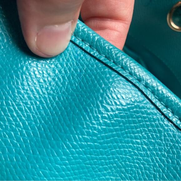 Coach Purse Handbag Satchel Turquoise - Picture 9 of 10